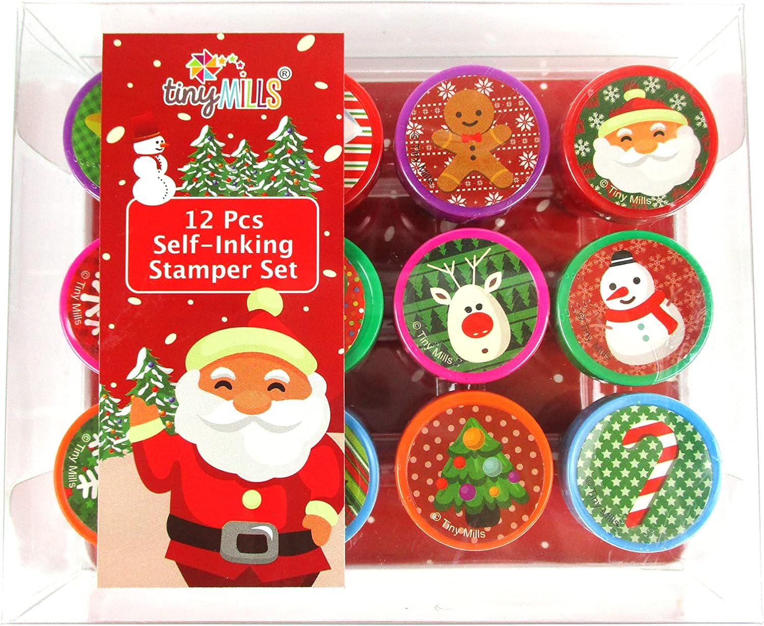 TINYMILLS 12 Pcs Christmas Holiday Stamp Kit for Kids - Christmas Santa  Claus Self Inking Stamps Gift Party Favors Stocking Stuffers Holiday Gift  Party Rewards…